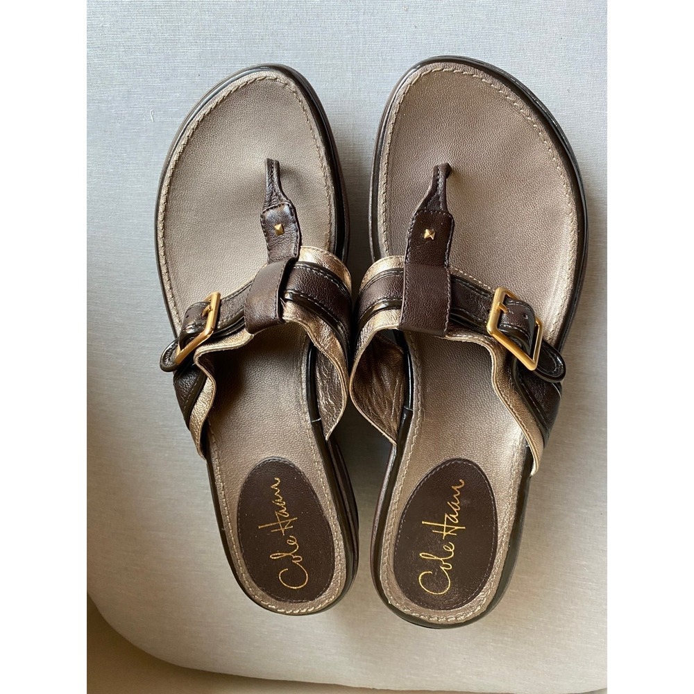 Cole Haan With Ergonomic Sole Flats Sandals Metallic Wedge Shoes 8 Beach Festive